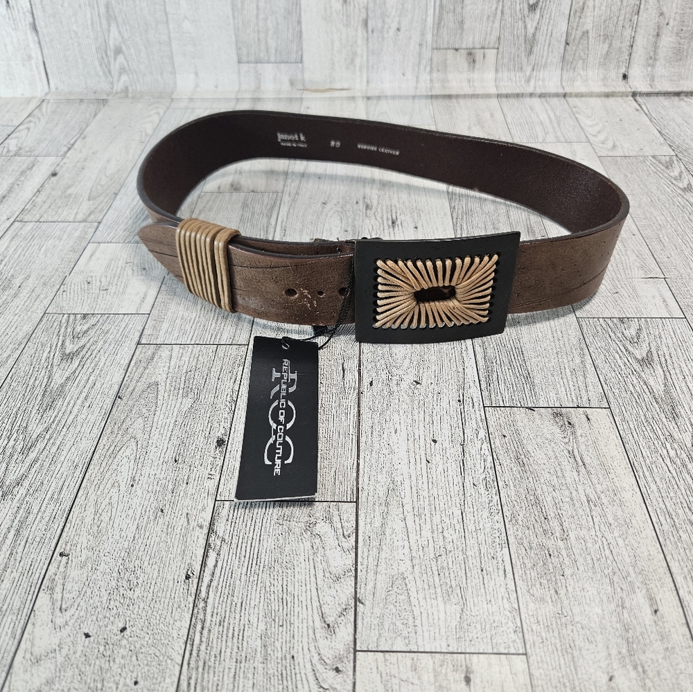 NWT Republic Of Couture Leather Western Belt Brown Janet K S/M Southwestern